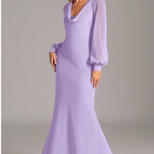 Azazie Long Sleeve Lavender Dress